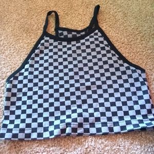 SO crop top tank. Checkerboard. Grey and black. Stretchy. Size medium.